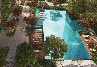 Prestige Springwood amenities Swimming pool and landscaped deck, representative image